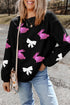 Black Sequined Bunny Bow Easter Fashion Corded Sweatshirt