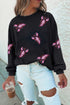 Black Sequined Crawfish Graphic Drop Shoulder Sweatshirt