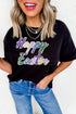 Black Sequined Happy Easter Graphic Tee