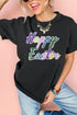 Black Sequined Happy Easter Graphic Tee