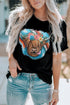 Black Serape Animal Head Graphic Western T-Shirt