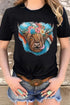 Black Serape Animal Head Graphic Western T-Shirt
