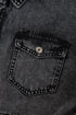 Black Short Sleeve Flap Pocket Button Up Raw Hem Denim Shirt