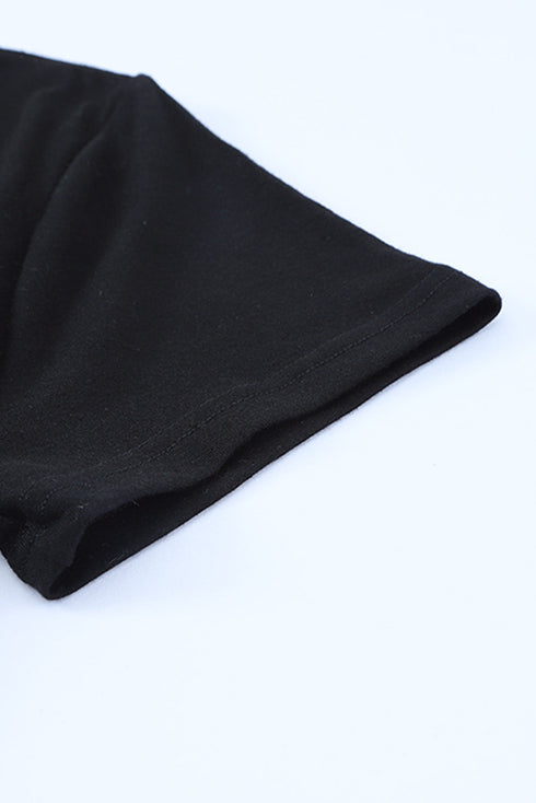 Black Short Sleeve Jogger Jumpsuit With Belt