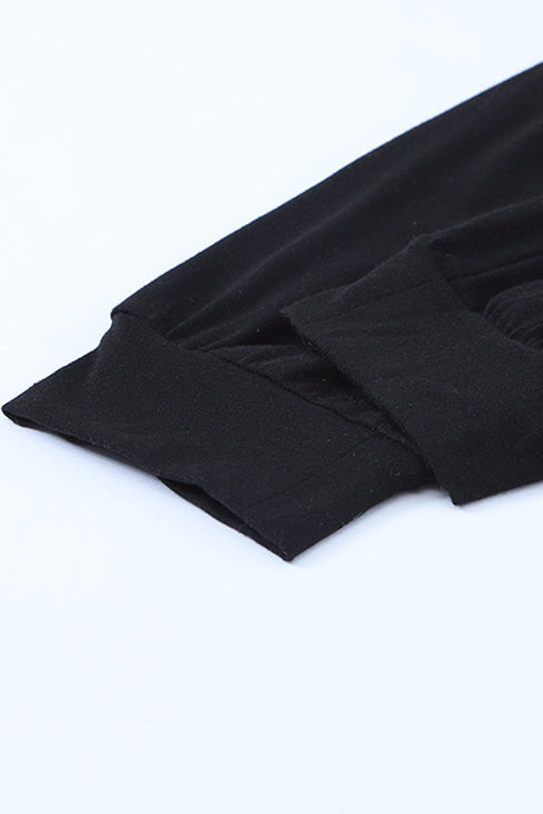 Black Short Sleeve Jogger Jumpsuit With Belt