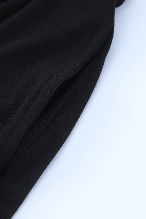 Black Short Sleeve Jogger Jumpsuit With Belt