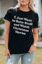 Black Slogan Glitter Pattern Print Short Sleeve T Shirt