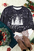 Black Snowy Christmas Graphic Leopard Bleached Sweatshirt