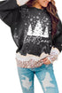 Black Snowy Christmas Graphic Leopard Bleached Sweatshirt