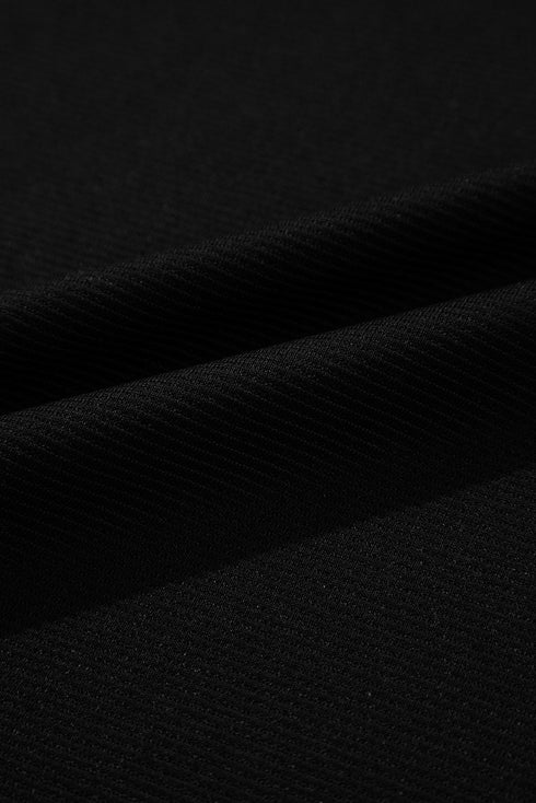 Black Solid Color Collared Slit Neck Sleeveless Mini Dress