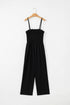 Black Spaghetti Straps Shirred Bodice Pocketed Wide Leg Jumpsuit
