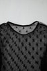 Black Star Print Mesh Sheer Slim Long Sleeve Top