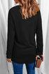 Black Star Print V Neck Long Sleeve Top