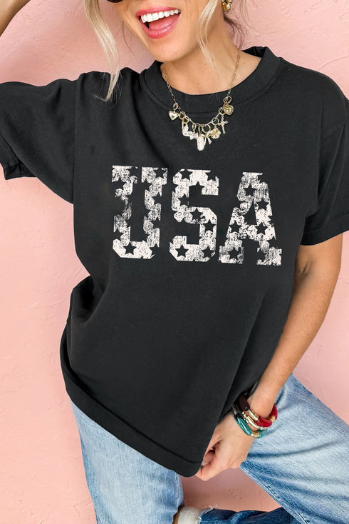 Black Star USA Graphic Crewneck T Shirt
