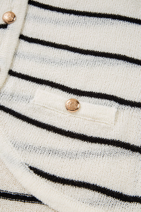 Black Stripe Buttoned V Neck Slim Fit Sweater Vest