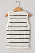 Black Stripe Buttoned V Neck Slim Fit Sweater Vest
