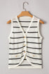 Black Stripe Buttoned V Neck Slim Fit Sweater Vest