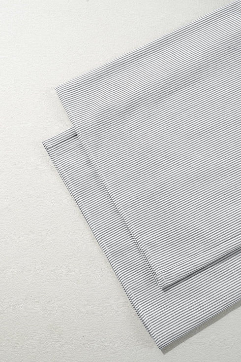 Black Stripe Half Buttoned Sleeveless Wide Leg Jumpsuit