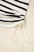 Black Stripe Knitted Drawstring Detail Sleeveless Dress