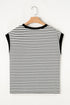 Black Stripe Sequined Lobster Patched Pocket Casual Tank Top