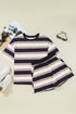Black Stripe Short Sleeve T Shirt and High Waist Pocketed Shorts Set