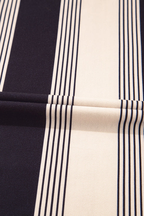 Black Stripe Short Sleeve T Shirt and High Waist Pocketed Shorts Set