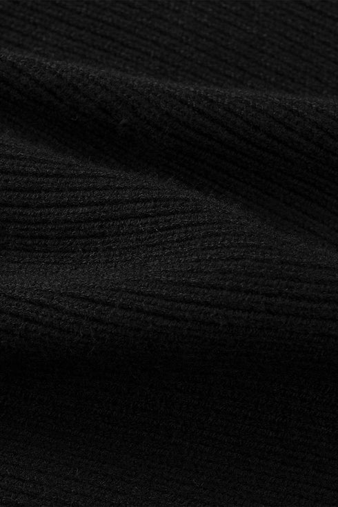 Black Striped Long Sleeve Knit Sweater