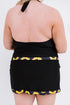 Black Sunflower Strappy Halter Drawstring Side Plus Size Tankini Set