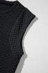 Black Textured Cap Sleeve T-shirt Shift Mini Dress