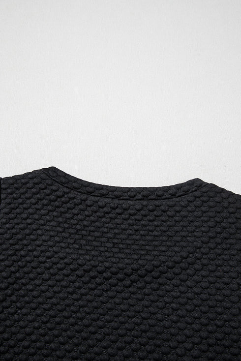 Black Textured Cap Sleeve T-shirt Shift Mini Dress