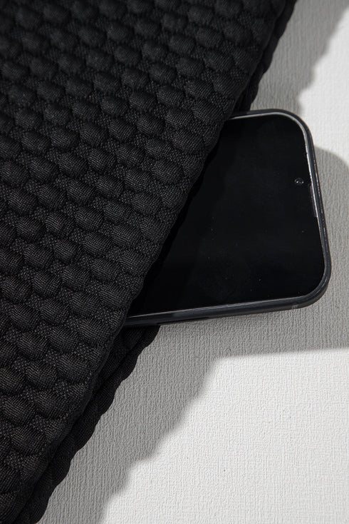 Black Textured Cap Sleeve T-shirt Shift Mini Dress