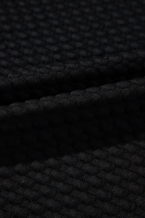 Black Textured Cap Sleeve T-shirt Shift Mini Dress