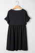 Black Textured Ruffled Sleeve Babydoll Plus Dress