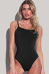 Black Thin Strap Strappy Lace-up Open Back One Piece Swimsuit