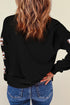 Black Touch Down Graphic Rugby Football Bowknot Patched Sleeve Sweatshirt