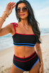 Black Triple Color Trimmed High Waist Bikini Set