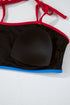 Black Triple Color Trimmed High Waist Bikini Set