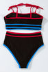 Black Triple Color Trimmed High Waist Bikini Set