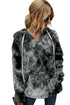 Black V-Neck Tie-Dye Plush Pullover Hoodie