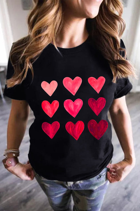 Black Valentine'S Day Heart Graphic Tee