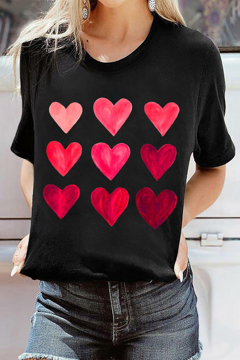 Black Valentine'S Day Heart Graphic Tee