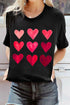 Black Valentine'S Day Heart Graphic Tee