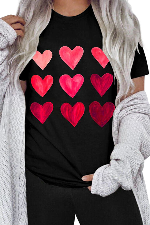 Black Valentine'S Day Heart Graphic Tee