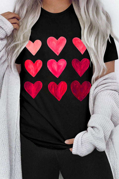 Black Valentine'S Day Heart Graphic Tee