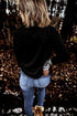 Black Valentines Glitter Heart Print Striped Cowl Neck Sweatshirt