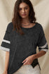 Black Varsity Stripe Half Sleeve Vintage Tee