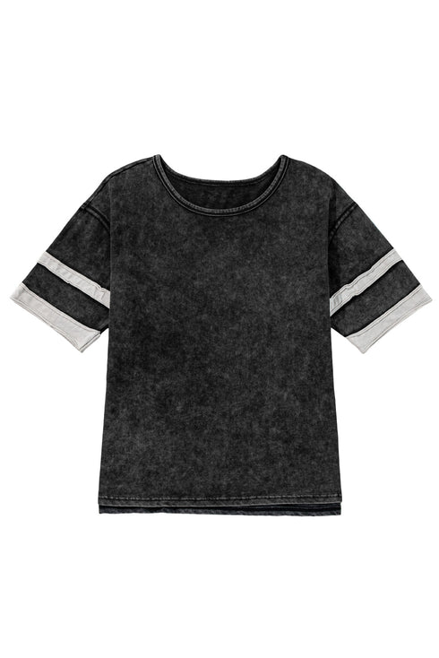 Black Varsity Stripe Half Sleeve Vintage Tee