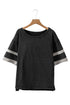 Black Varsity Stripe Half Sleeve Vintage Tee