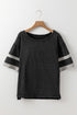 Black Varsity Stripe Half Sleeve Vintage Tee