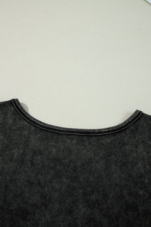 Black Varsity Stripe Half Sleeve Vintage Tee